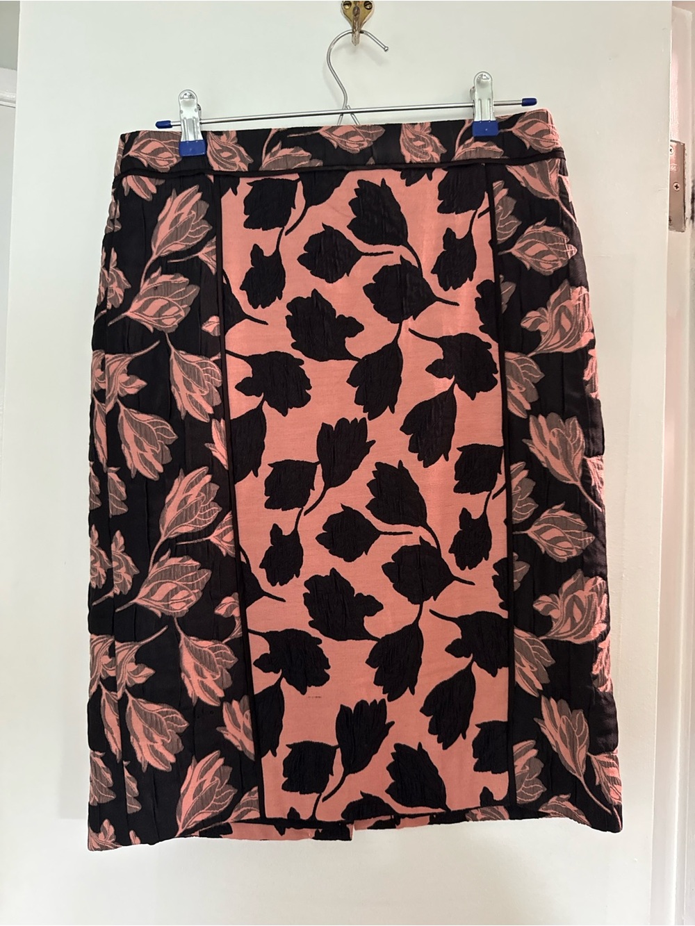 Ann Taylor Floral Print Pink and Navy A-Line Skirt